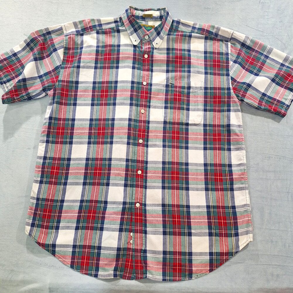 Native Habitat Men Xl Multicolor Plaid Short Sleeve Button Down Shirt vintage